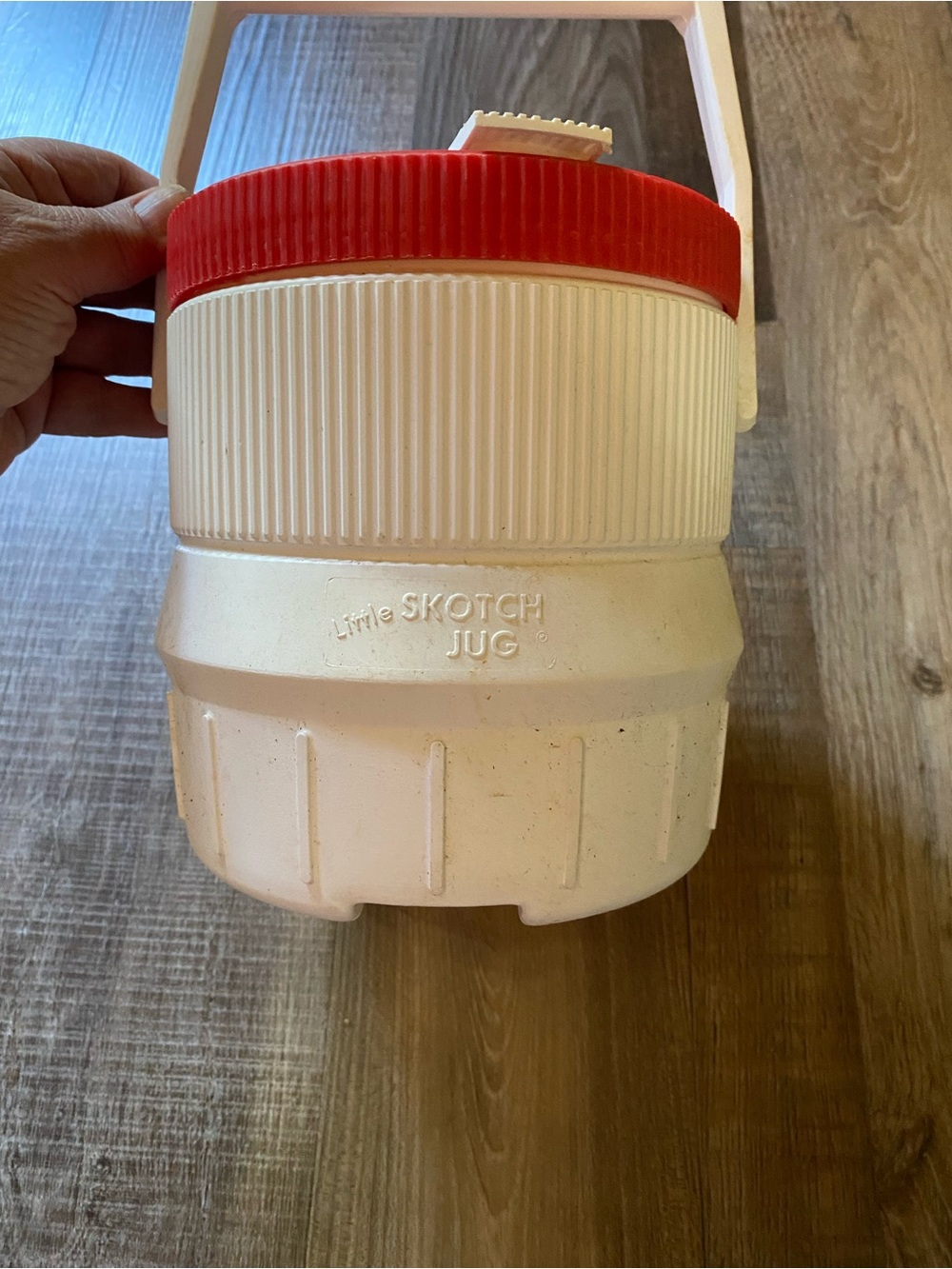 Source Unknown White and Red Insulated Water Jug VINTAGE